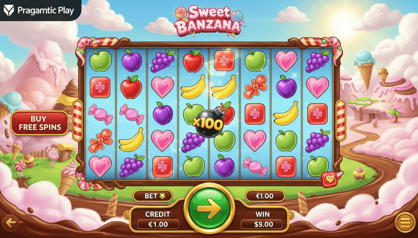 Sweet Bonanza game with multiplier bomb